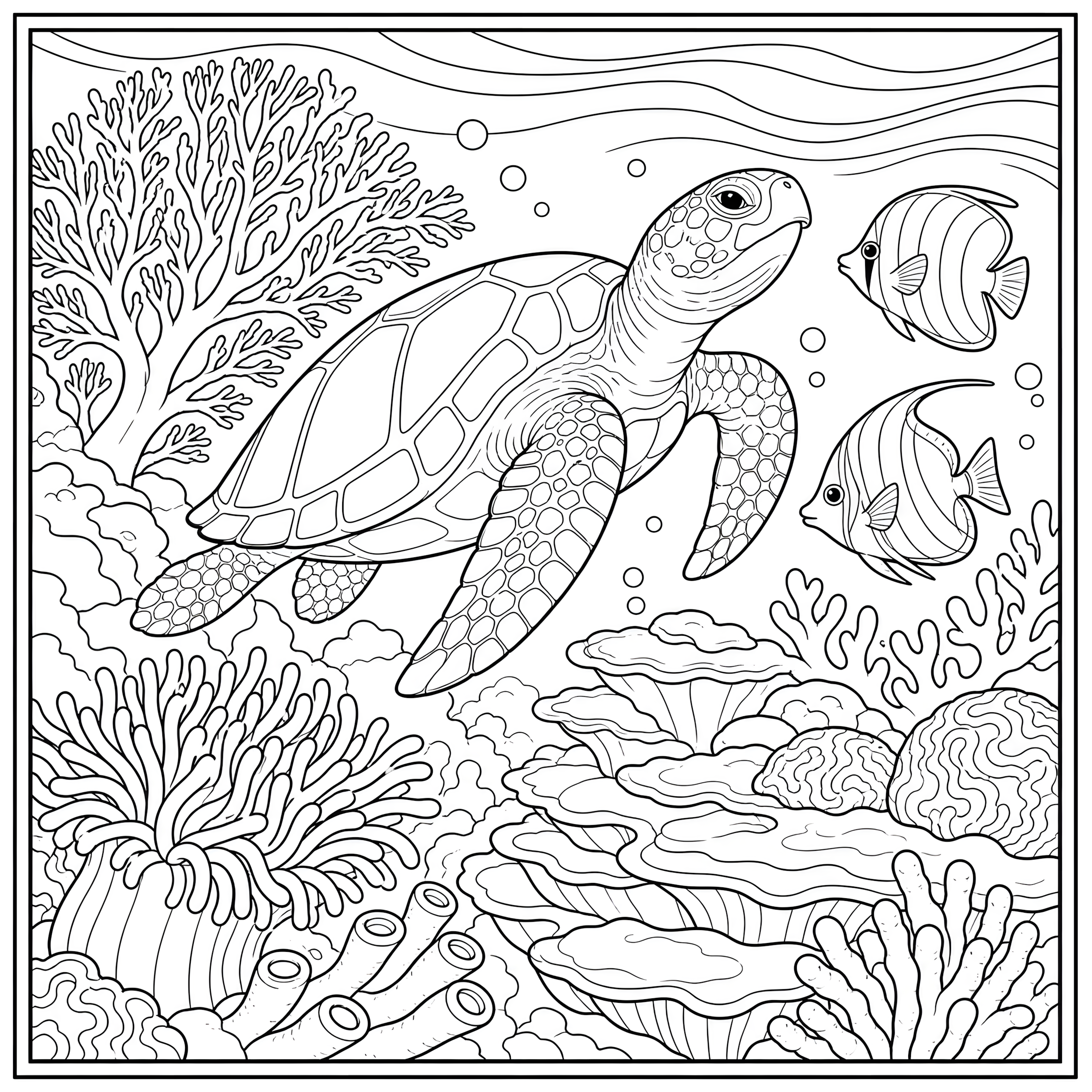 Coral reef coloring page
