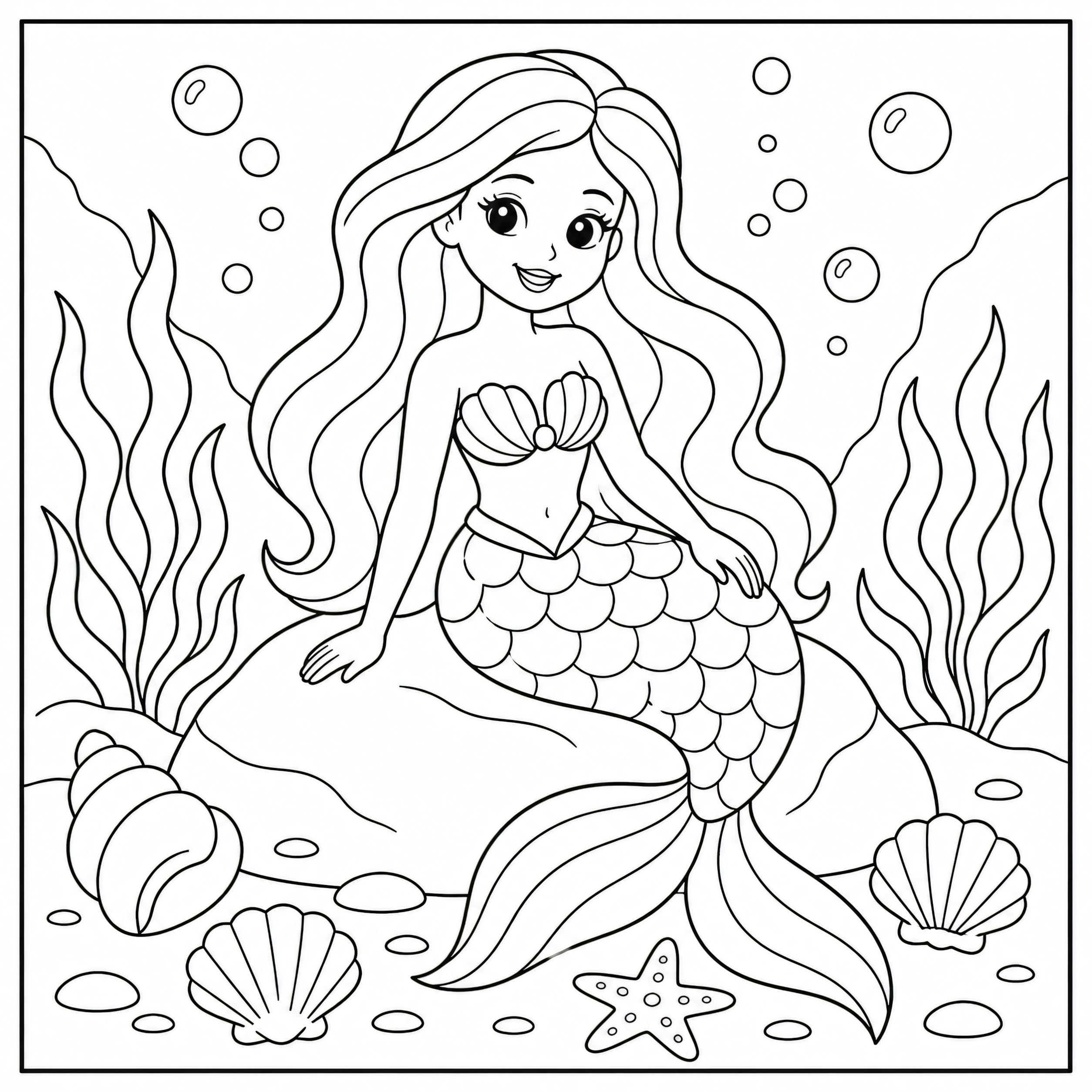 Mermaid in a lagoon coloring page