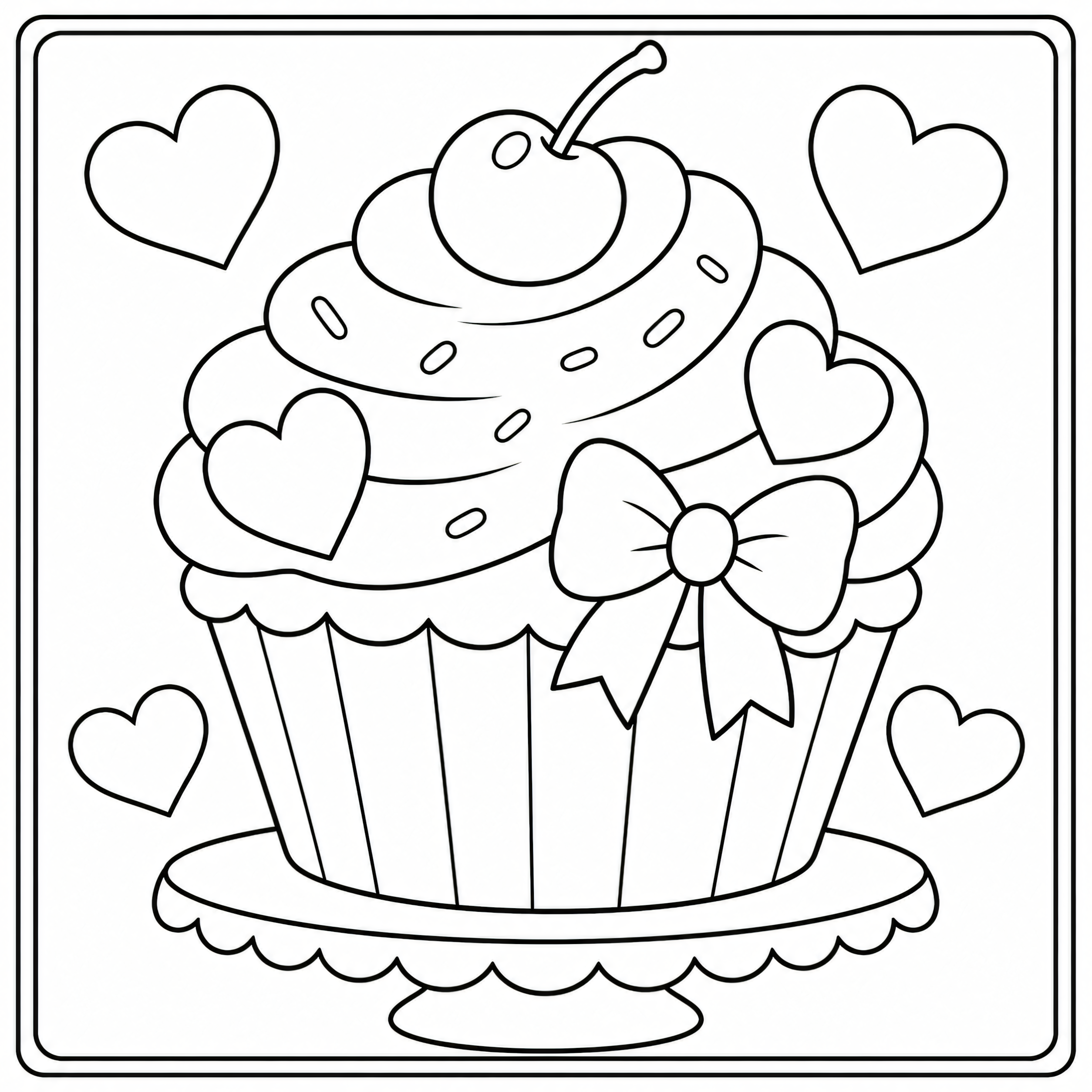Cupcake with sprinkles coloring page