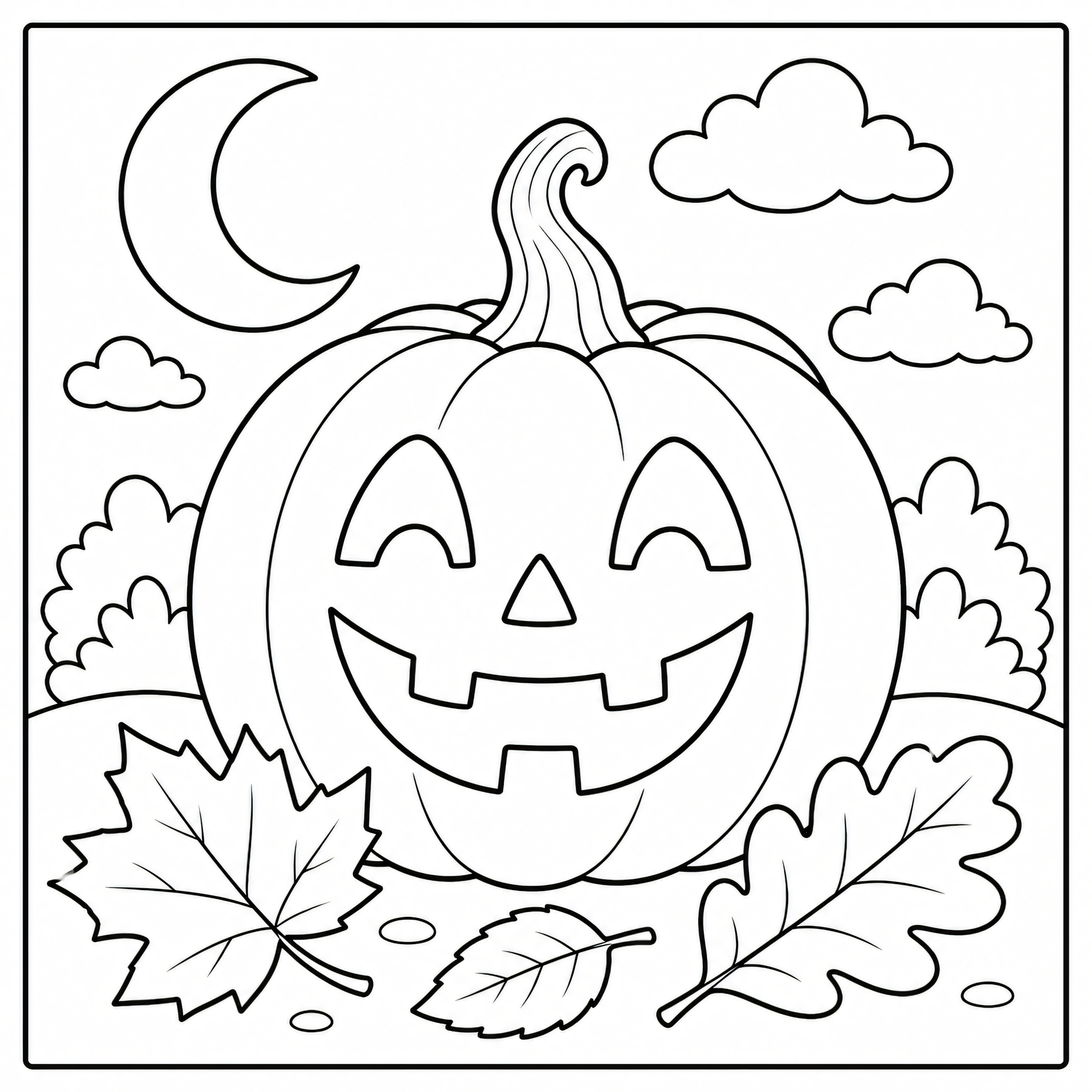 Halloween pumpkin with a carved grin coloring page