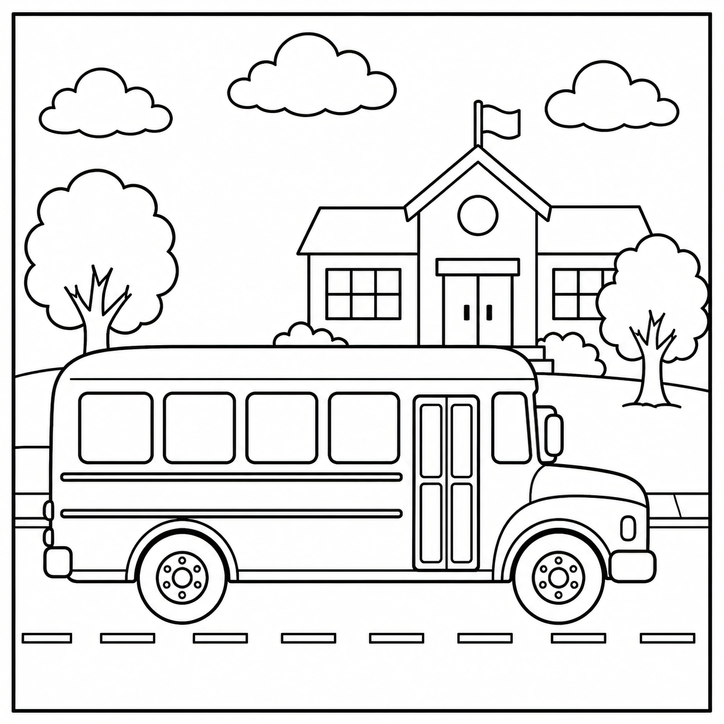 School bus with big windows coloring page